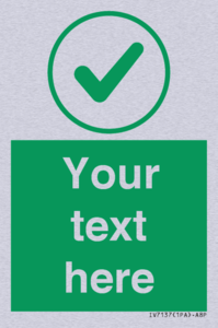 Custom green background, green tick in circle sign